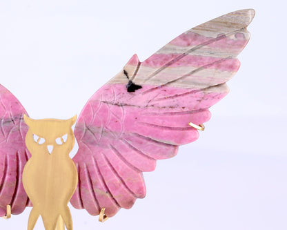 Nicedony 5.0" Rhodonite Hand Carved Crystal Owl Wings Sculpture - View 5