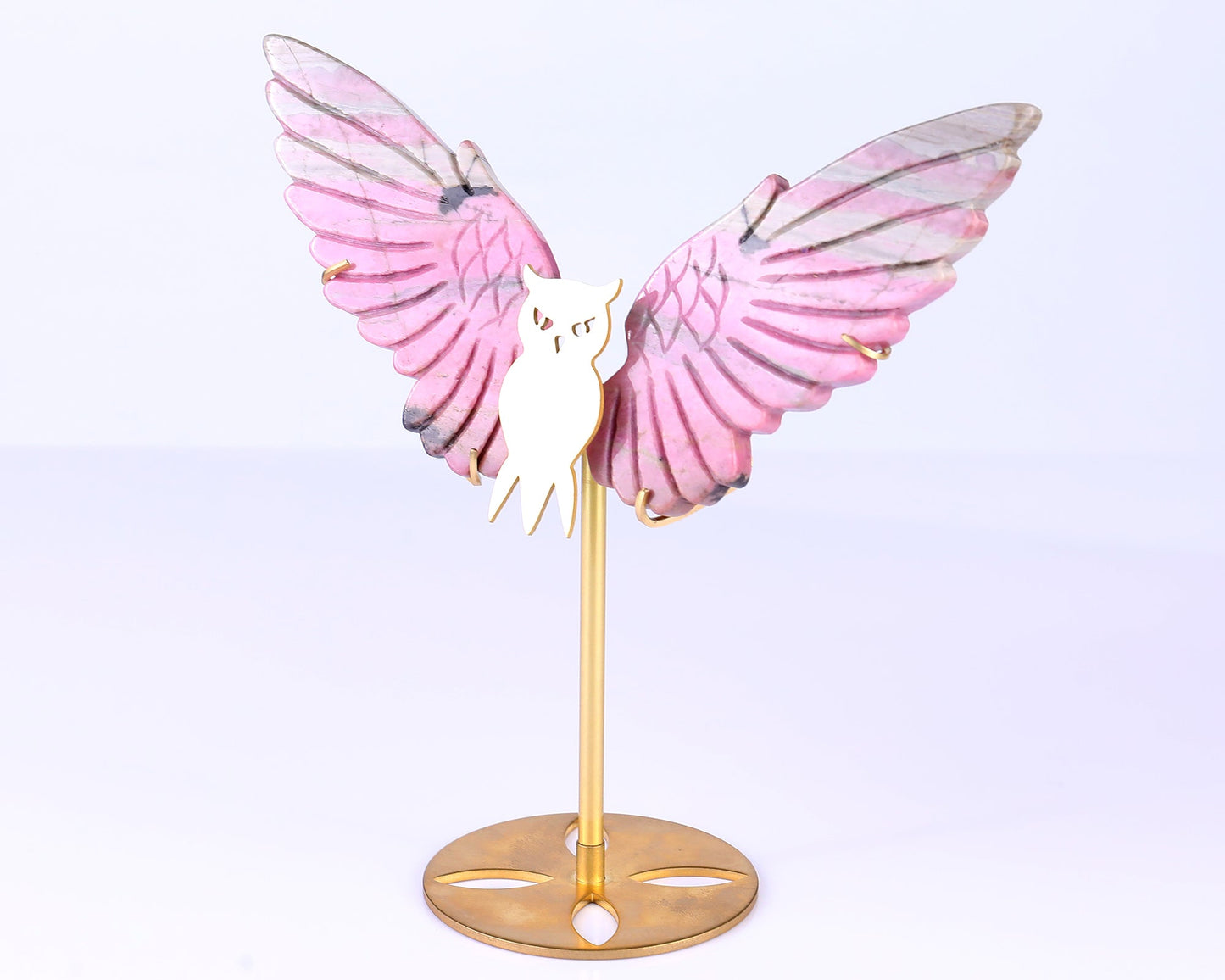Nicedony 5.0" Rhodonite Hand Carved Crystal Owl Wings Sculpture - View 10