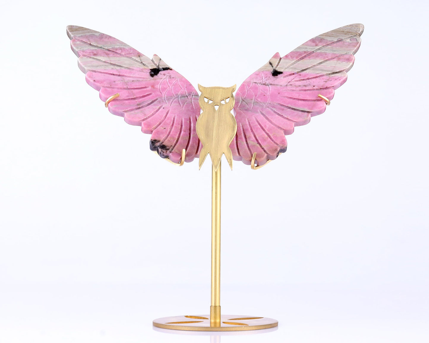 Nicedony 5.0" Rhodonite Hand Carved Crystal Owl Wings Sculpture - View 4