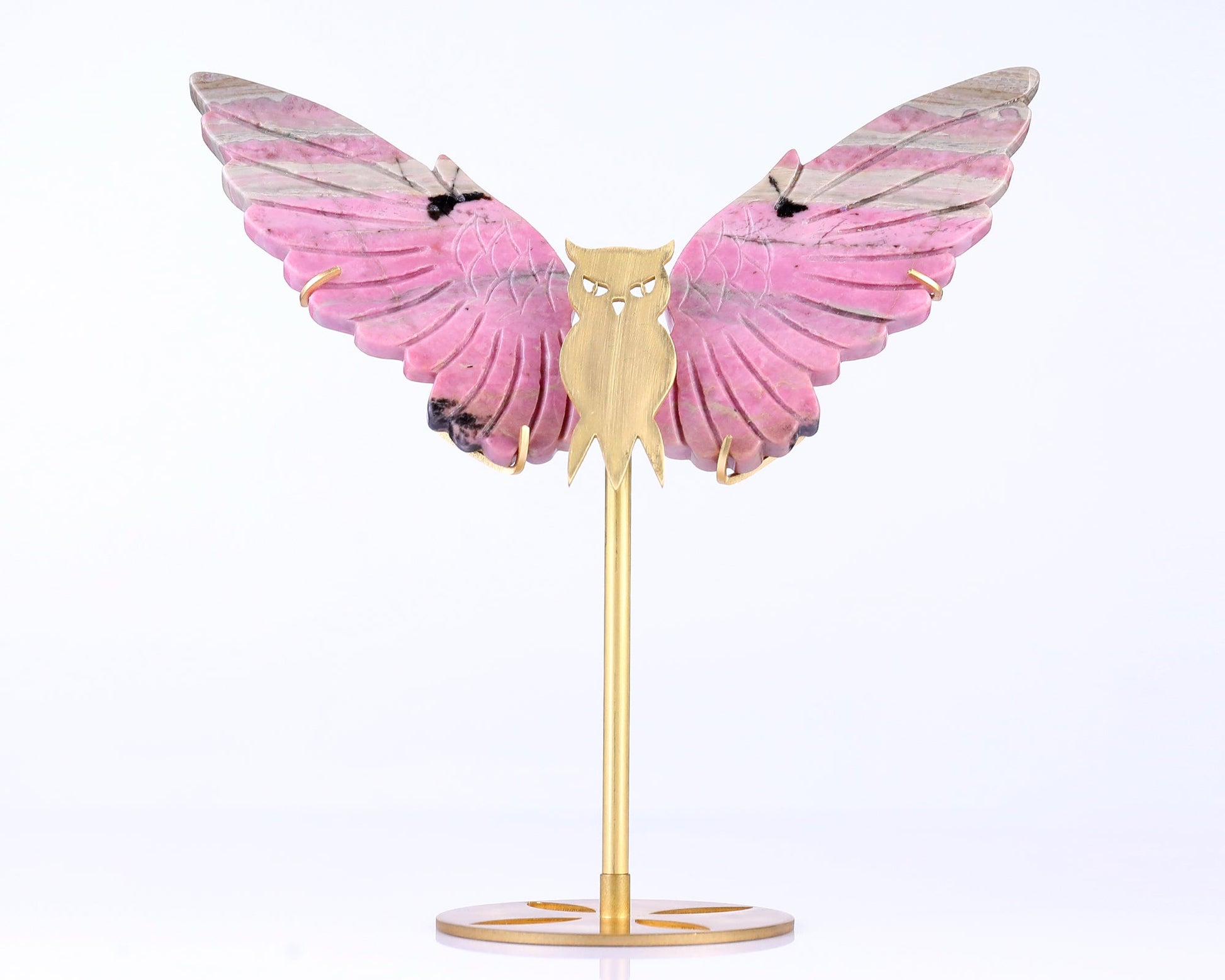 Nicedony 5.0" Rhodonite Hand Carved Crystal Owl Wings Sculpture - View 4