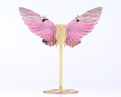 Nicedony 5.0" Rhodonite Hand Carved Crystal Owl Wings Sculpture - View 4