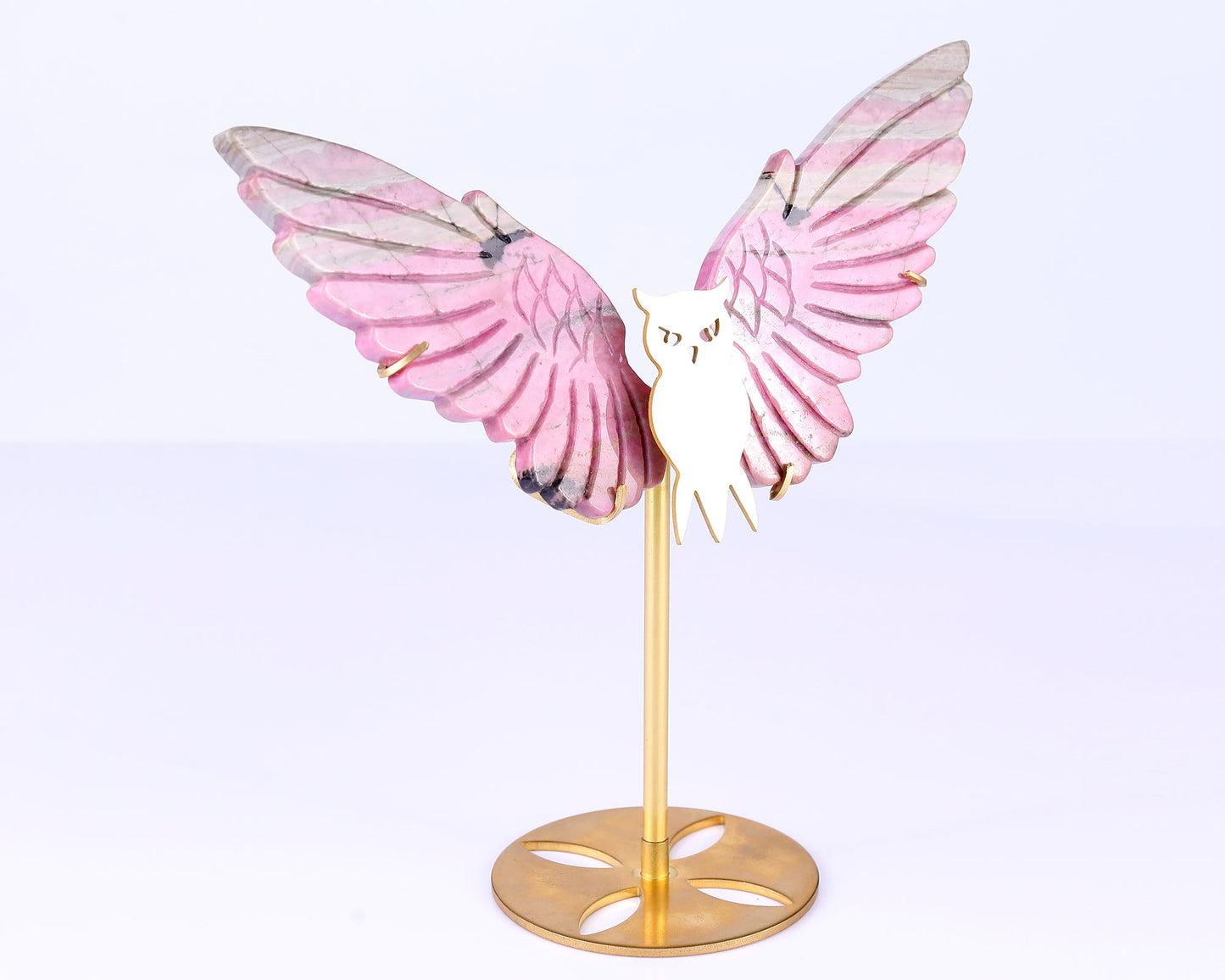 Nicedony 5.0" Rhodonite Hand Carved Crystal Owl Wings Sculpture - View 7
