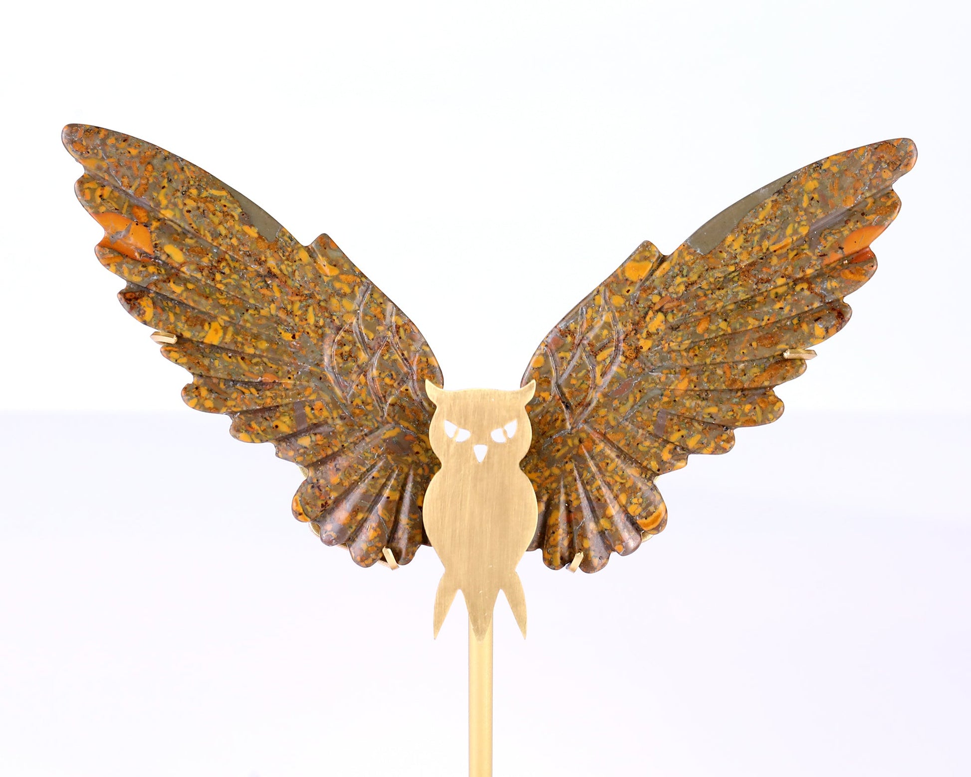 Nicedony 5.0" Roe Stone Hand Carved Crystal Owl Wings Sculpture - View 2