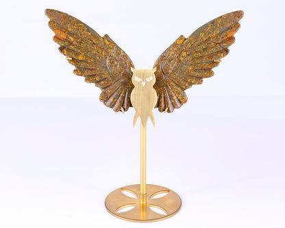 Nicedony 5.0" Roe Stone Hand Carved Crystal Owl Wings Sculpture