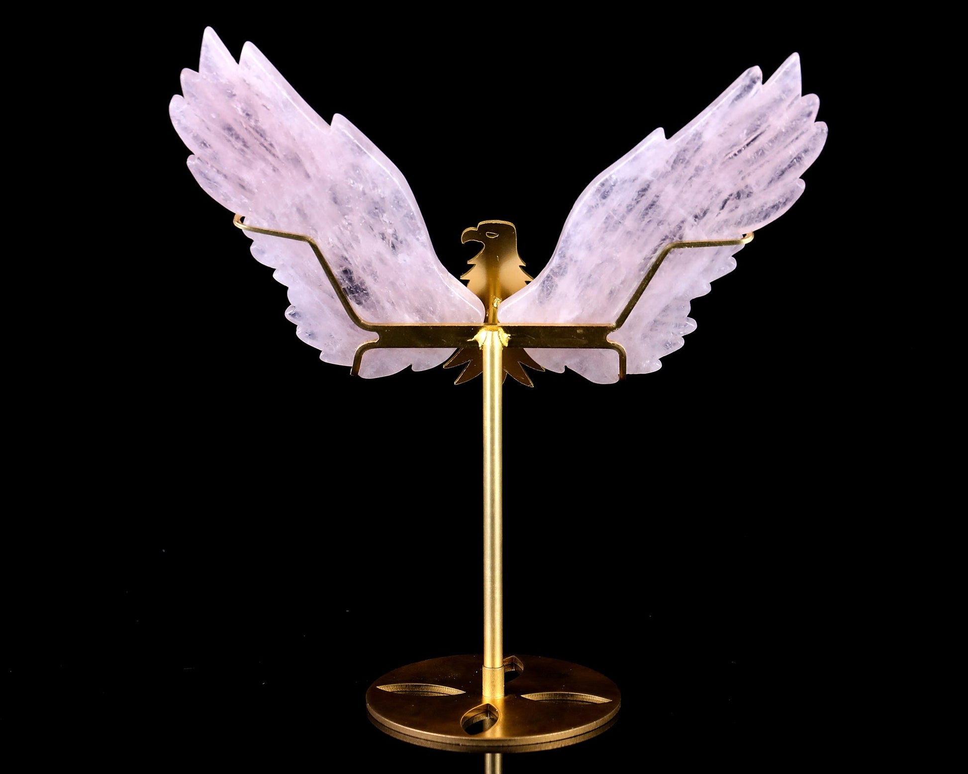 Nicedony 5.0" Rose Quartz Hand Carved Crystal Eagle Wings Sculpture - View 9