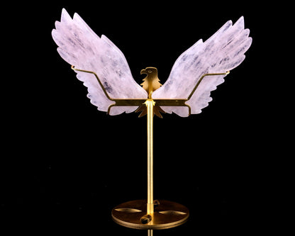 Nicedony 5.0" Rose Quartz Hand Carved Crystal Eagle Wings Sculpture - View 9