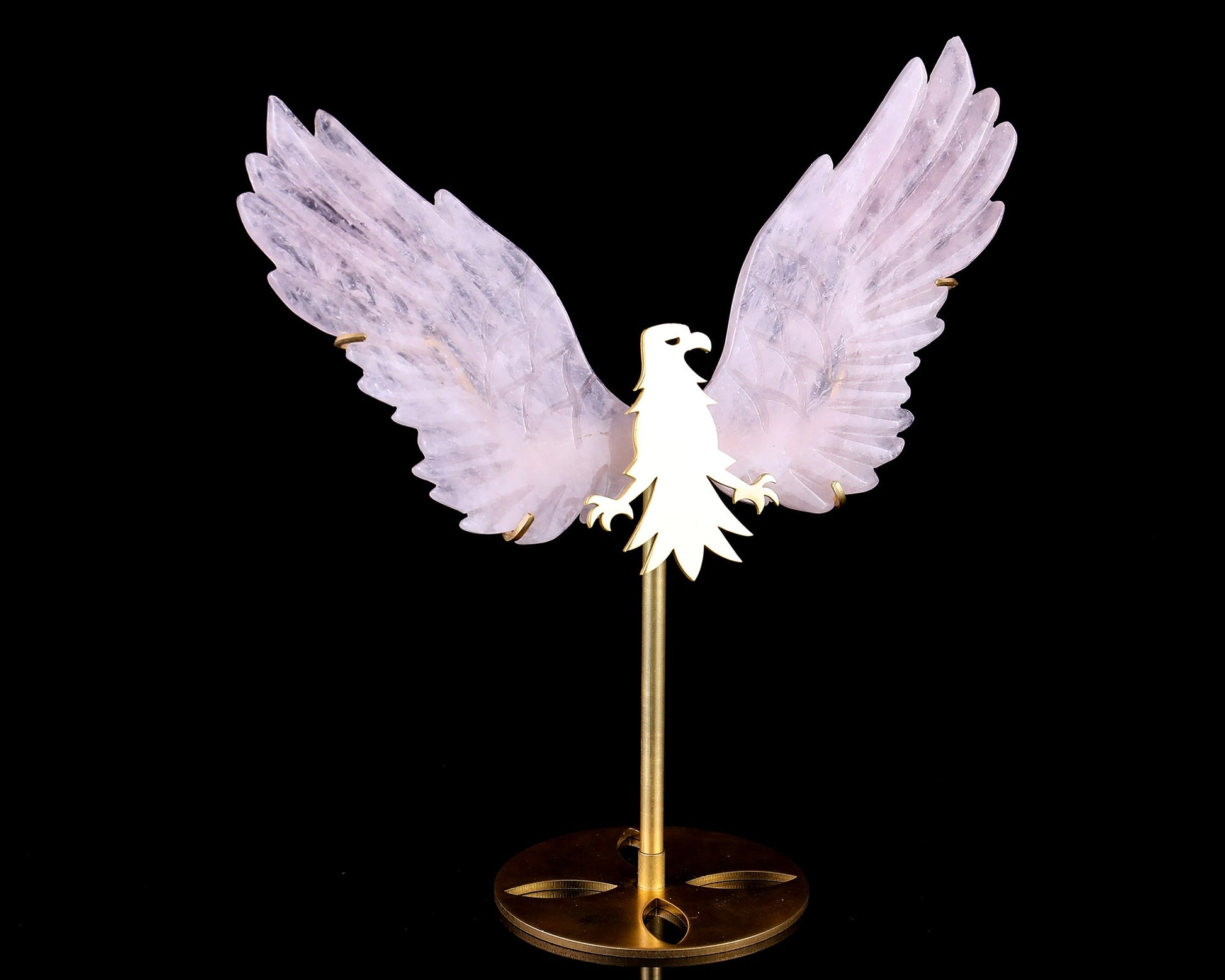 Nicedony 5.0" Rose Quartz Hand Carved Crystal Eagle Wings Sculpture - View 7
