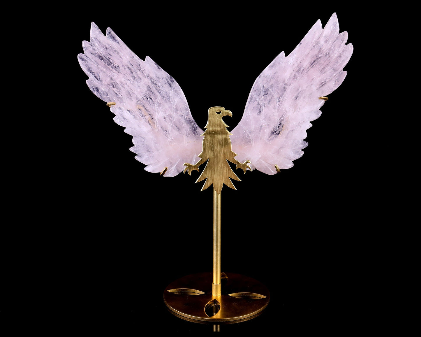 Nicedony 5.0" Rose Quartz Hand Carved Crystal Eagle Wings Sculpture