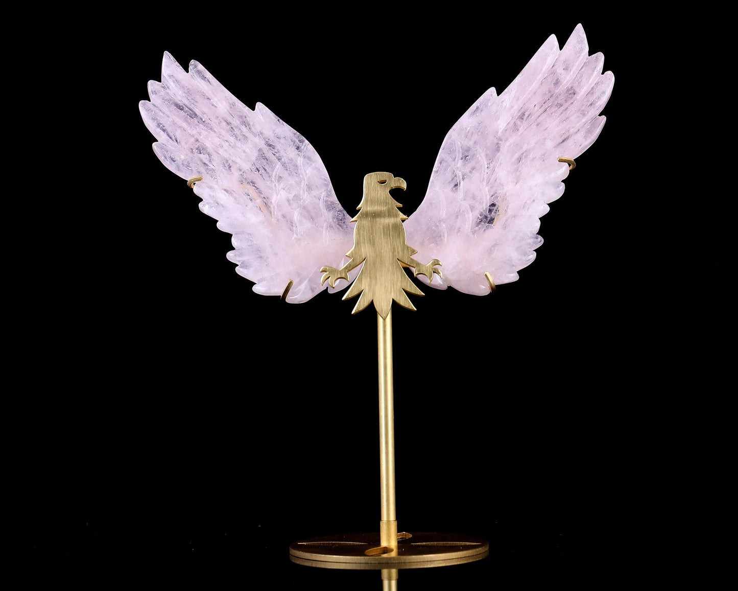Nicedony 5.0" Rose Quartz Hand Carved Crystal Eagle Wings Sculpture - View 4