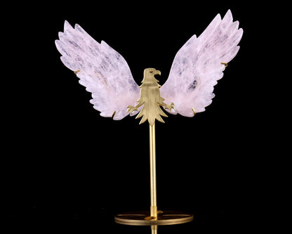 Nicedony 5.0" Rose Quartz Hand Carved Crystal Eagle Wings Sculpture - View 4
