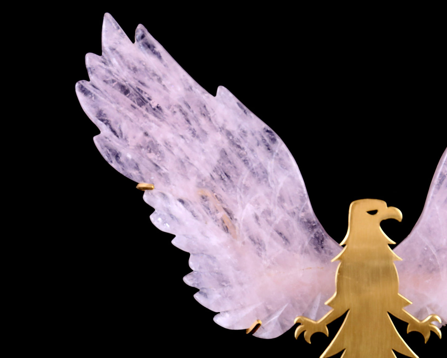 Nicedony 5.0" Rose Quartz Hand Carved Crystal Eagle Wings Sculpture - View 6