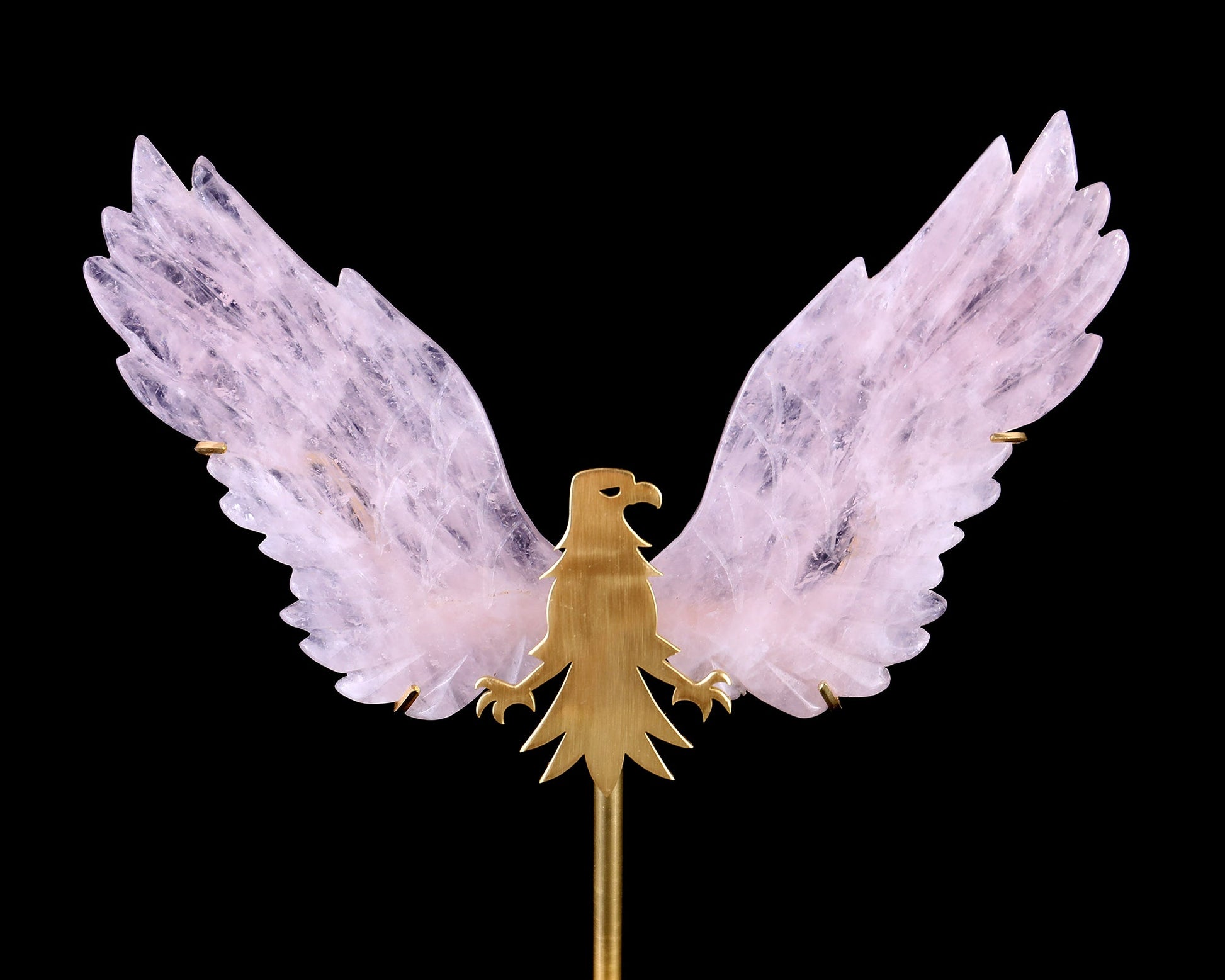 Nicedony 5.0" Rose Quartz Hand Carved Crystal Eagle Wings Sculpture - View 2