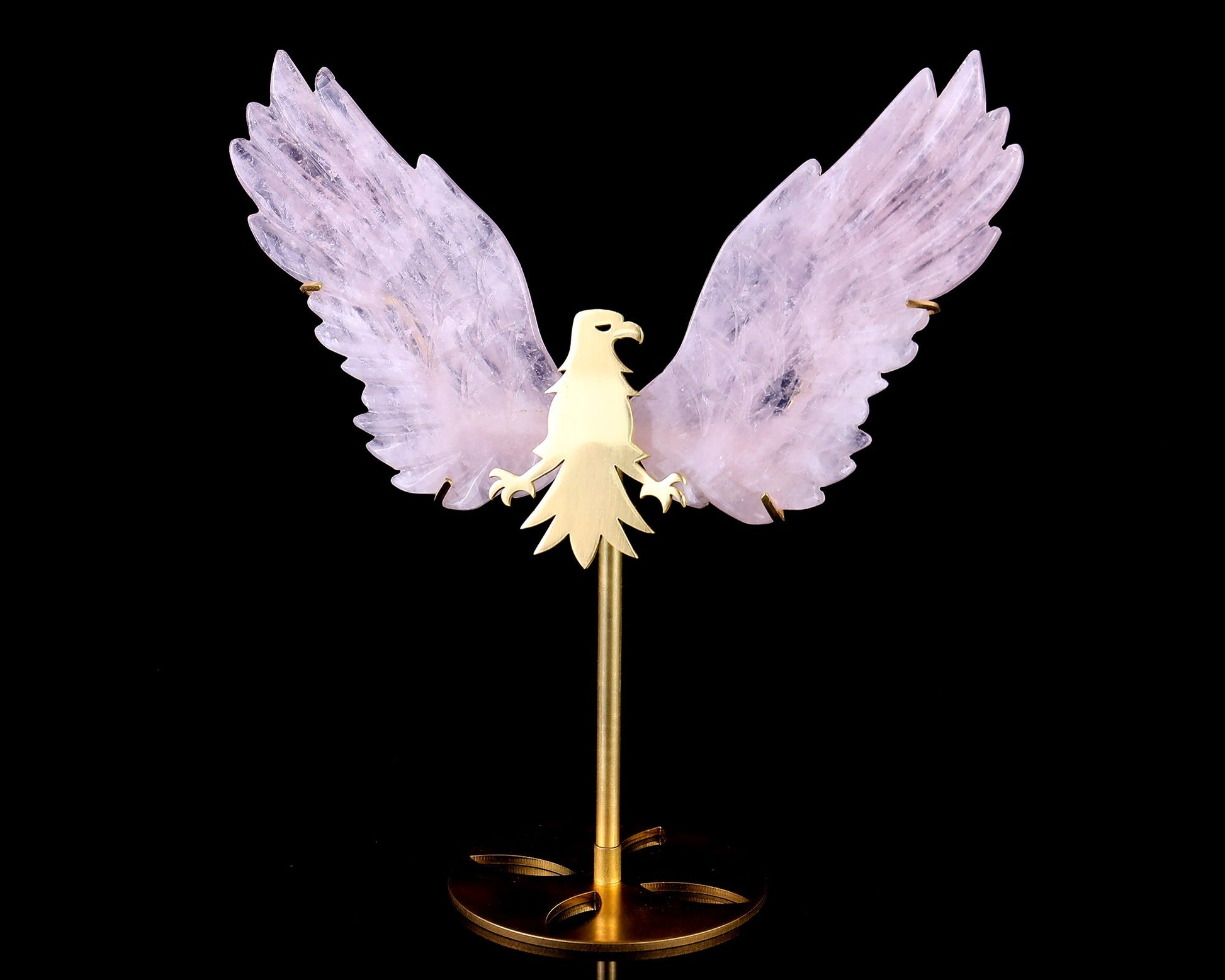 Nicedony 5.0" Rose Quartz Hand Carved Crystal Eagle Wings Sculpture - View 10