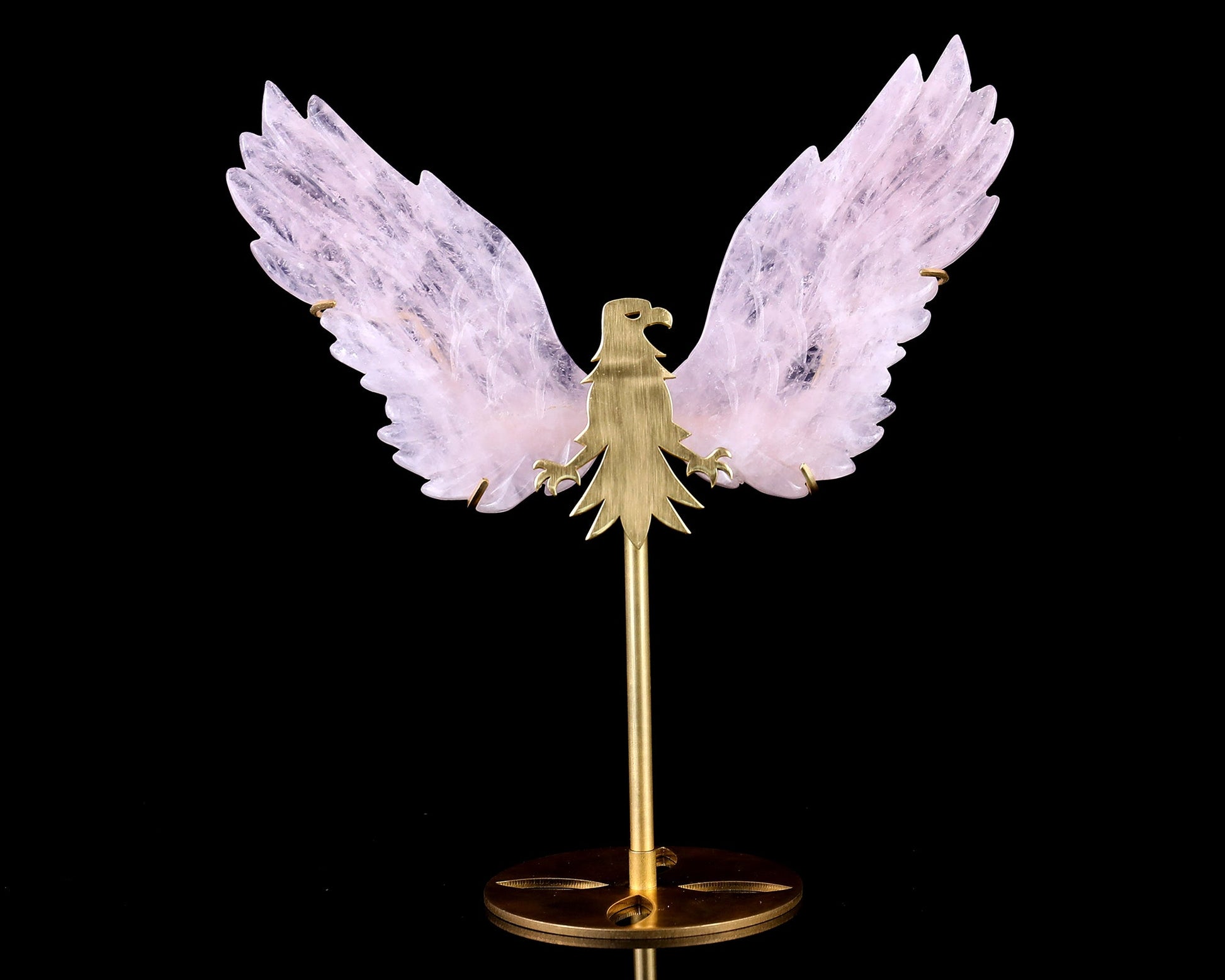 Nicedony 5.0" Rose Quartz Hand Carved Crystal Eagle Wings Sculpture - View 3