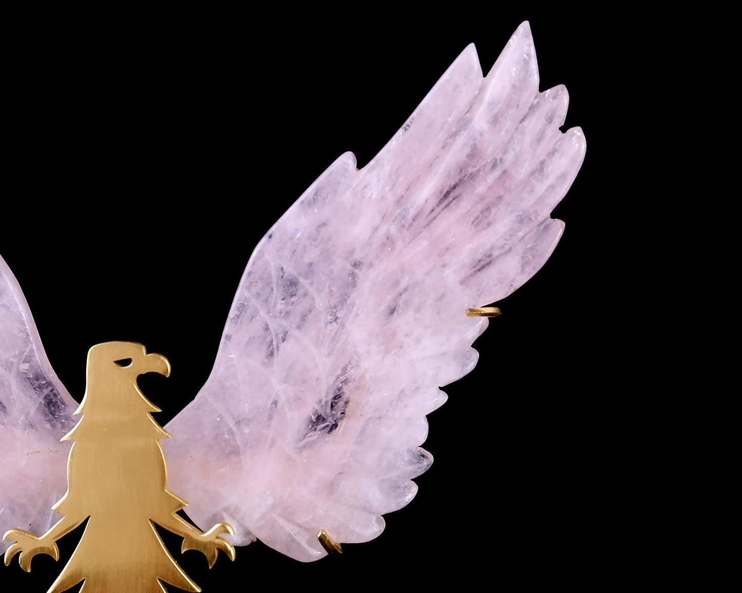 Nicedony 5.0" Rose Quartz Hand Carved Crystal Eagle Wings Sculpture - View 5