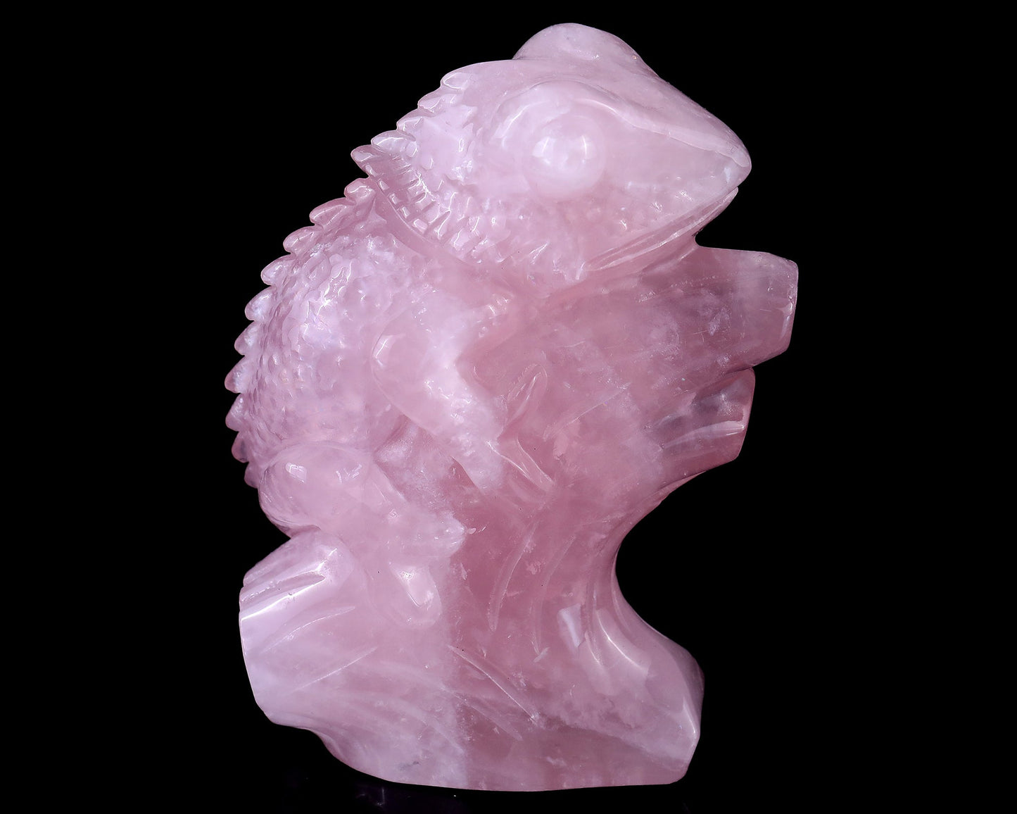 Nicedony 5.0" Rose Quartz Hand Carved Crystal Lizard Sculpture - View 3