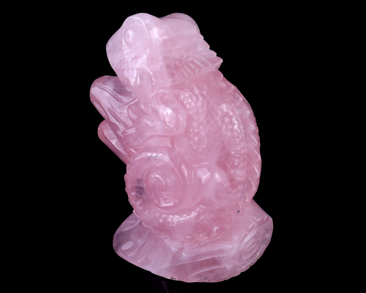 Nicedony 5.0" Rose Quartz Hand Carved Crystal Lizard Sculpture - View 6