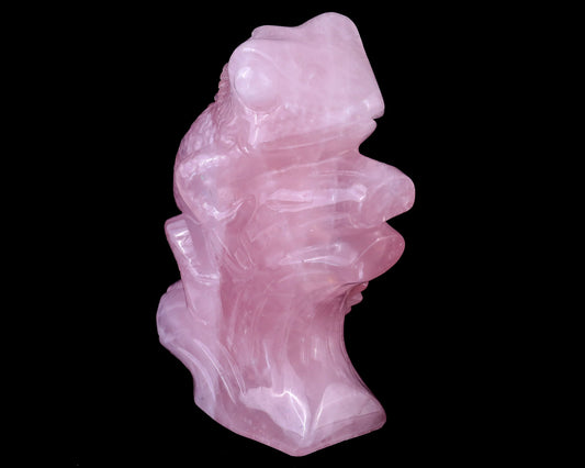 Nicedony 5.0" Rose Quartz Hand Carved Crystal Lizard Sculpture