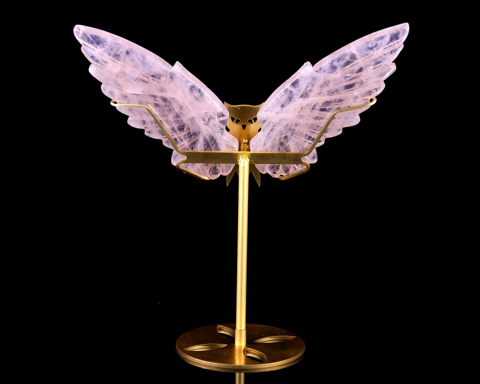 Nicedony 5.0" Rose Quartz Hand Carved Crystal Owl Wings Sculpture - View 9