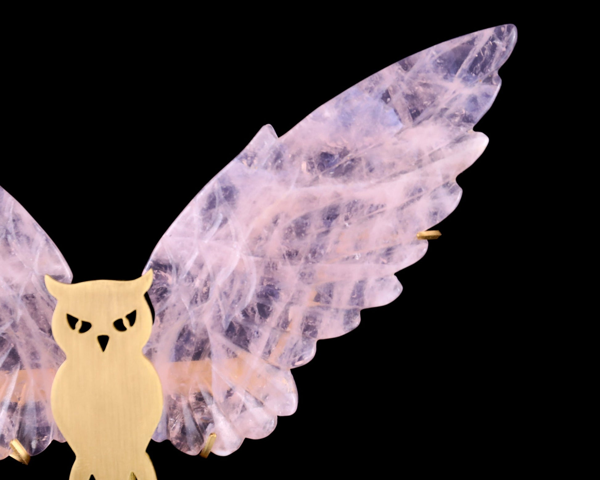 Nicedony 5.0" Rose Quartz Hand Carved Crystal Owl Wings Sculpture - View 5