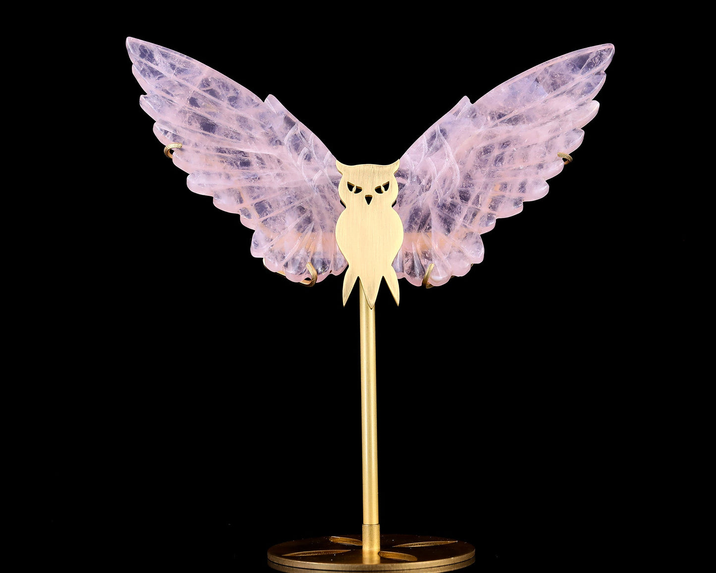 Nicedony 5.0" Rose Quartz Hand Carved Crystal Owl Wings Sculpture - View 4