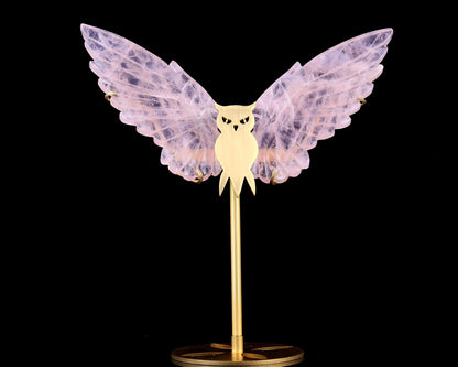 Nicedony 5.0" Rose Quartz Hand Carved Crystal Owl Wings Sculpture - View 4