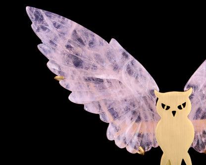 Nicedony 5.0" Rose Quartz Hand Carved Crystal Owl Wings Sculpture - View 6