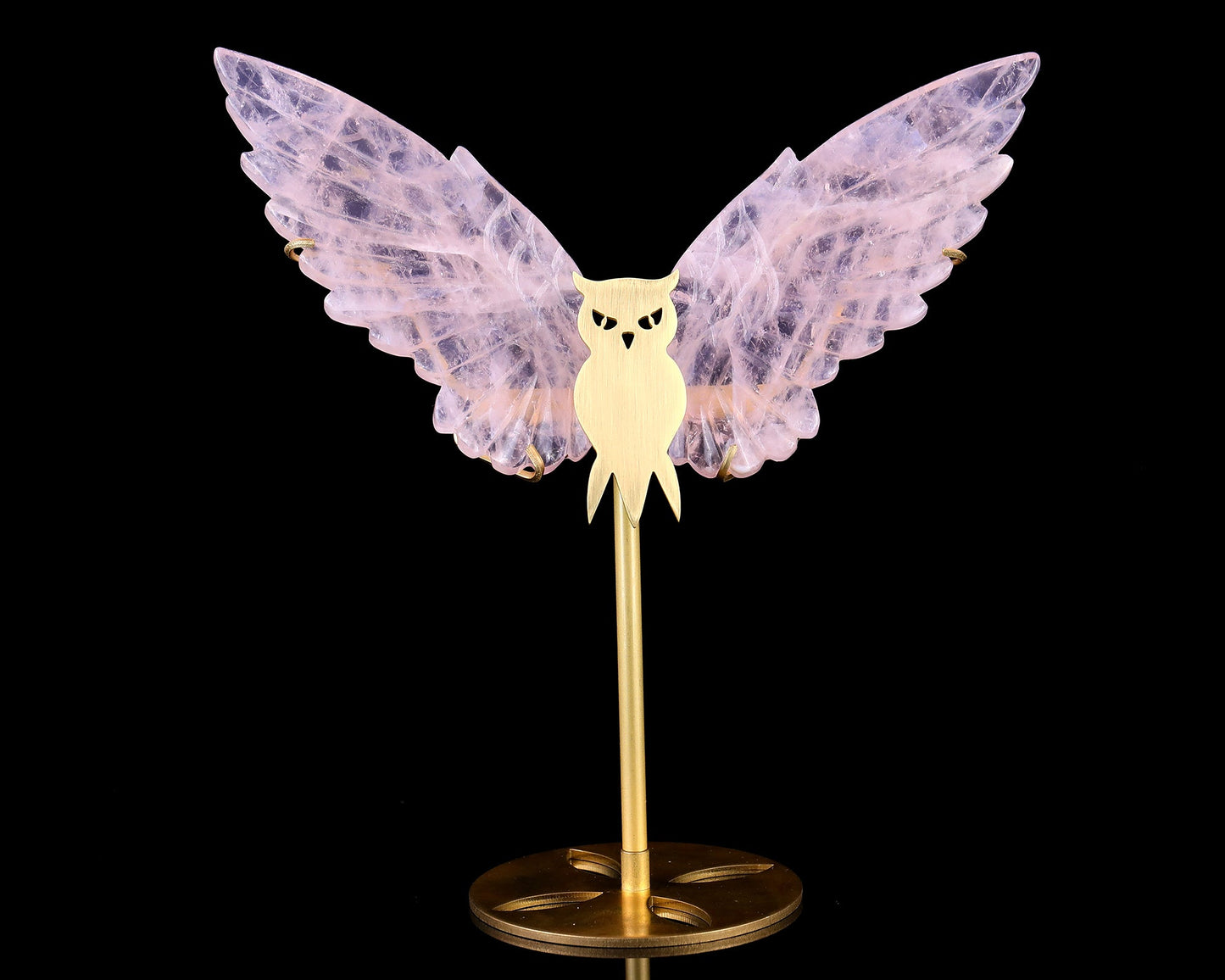 Nicedony 5.0" Rose Quartz Hand Carved Crystal Owl Wings Sculpture - View 3