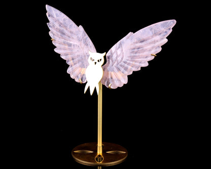 Nicedony 5.0" Rose Quartz Hand Carved Crystal Owl Wings Sculpture - View 10