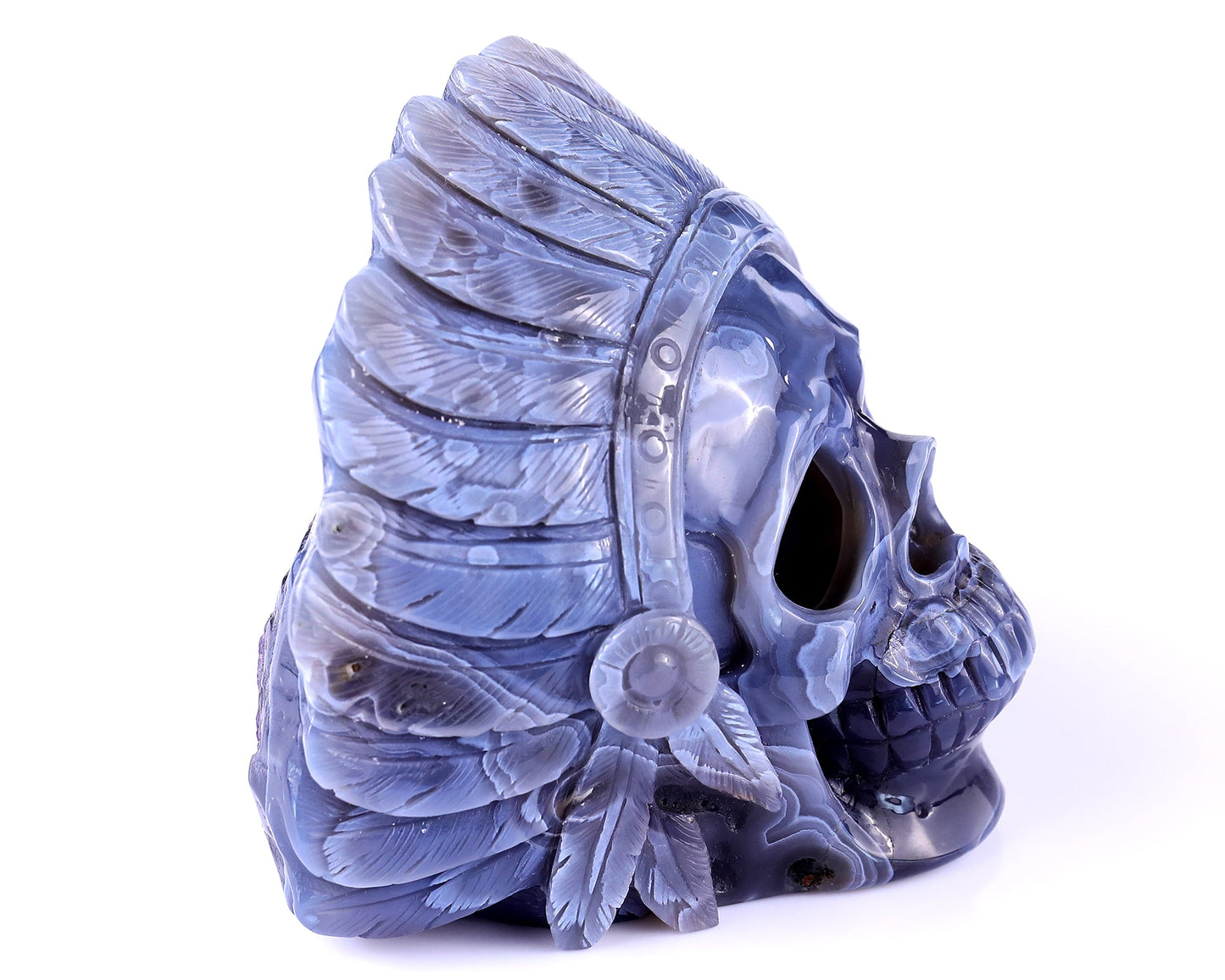 Nicedony 5.1" Amethyst Geode Agate Hand Carved Realistic Skull - View 5