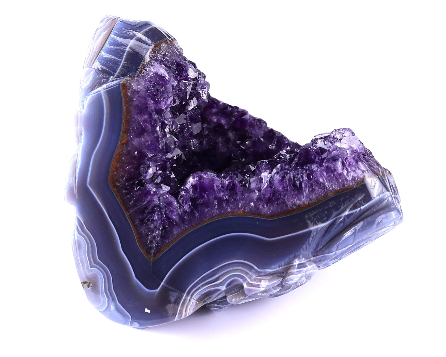 Nicedony 5.1" Amethyst Geode Agate Hand Carved Realistic Skull - View 9