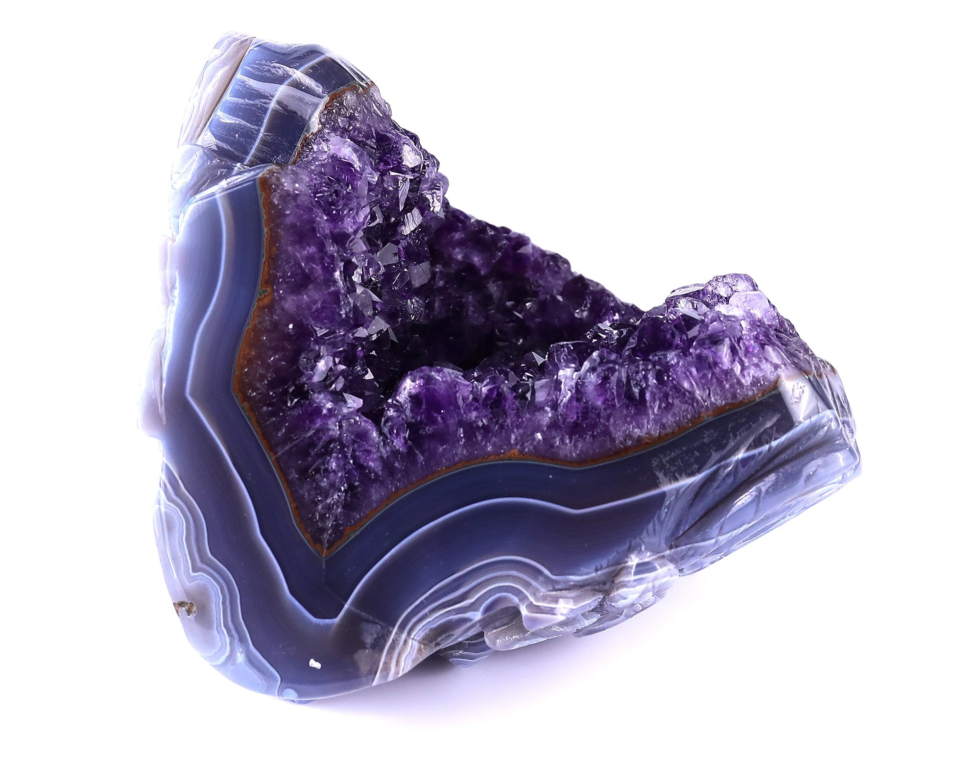 Nicedony 5.1" Amethyst Geode Agate Hand Carved Realistic Skull - View 9