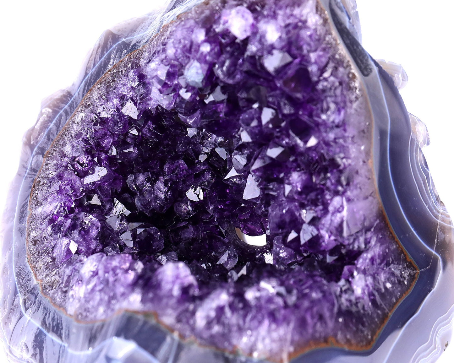 Nicedony 5.1" Amethyst Geode Agate Hand Carved Realistic Skull - View 6
