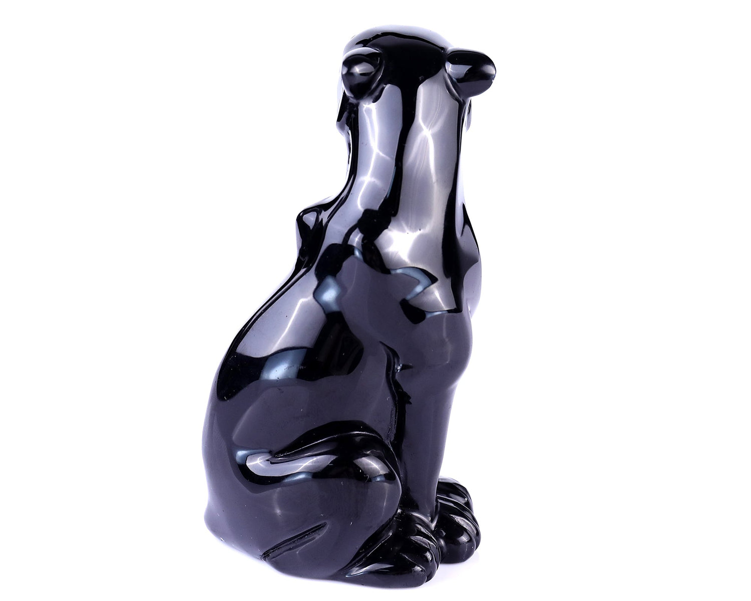 Nicedony 5.0" Black Obsidian Hand Carved Crystal Leopard Sculpture (SKU: 4100098) - Photo 5