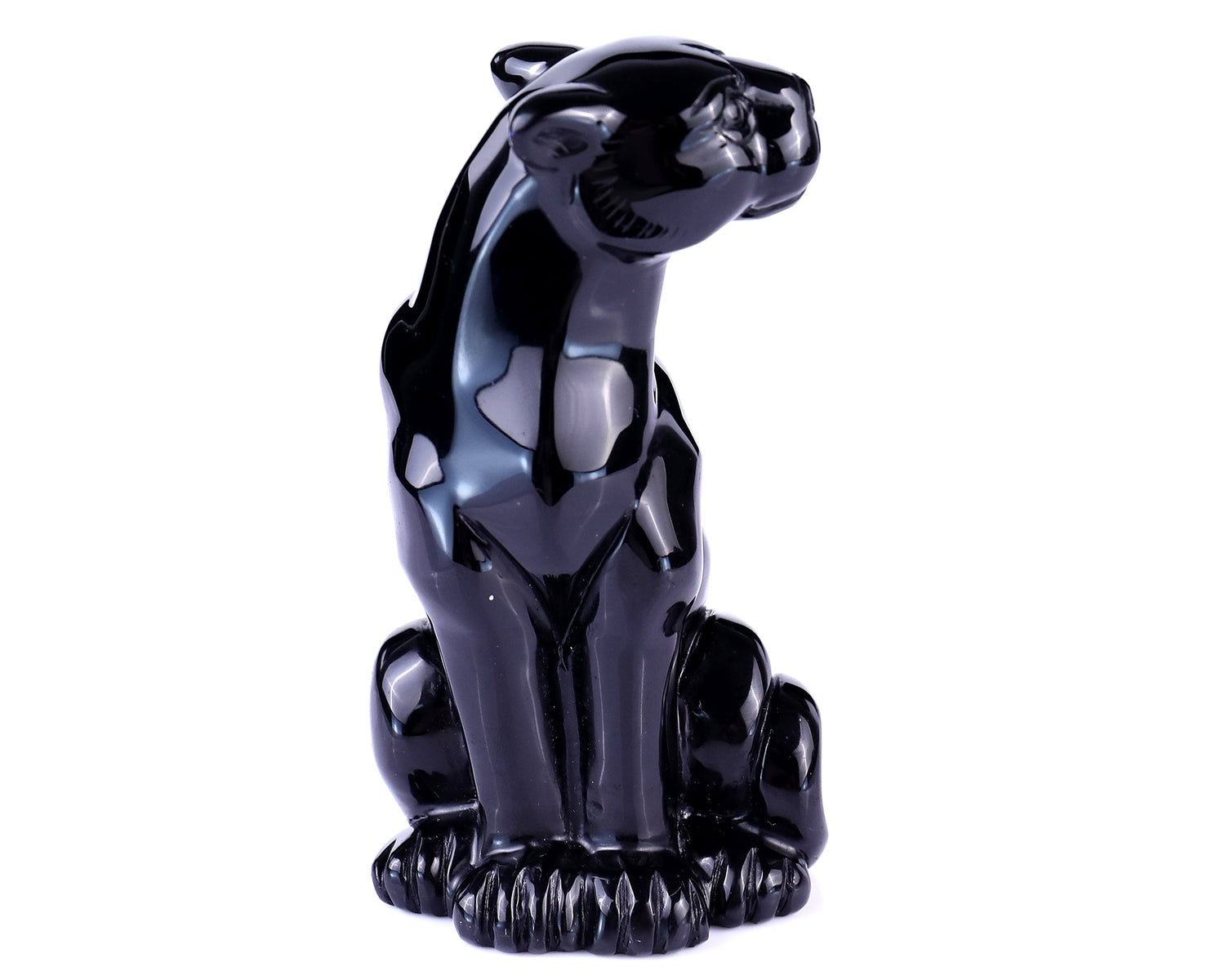 Nicedony 5.0" Black Obsidian Hand Carved Crystal Leopard Sculpture (SKU: 4100098) - Photo 3