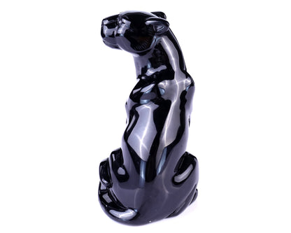 Nicedony 5.1" Black Obsidian Hand Carved Crystal Leopard Sculpture - View 6