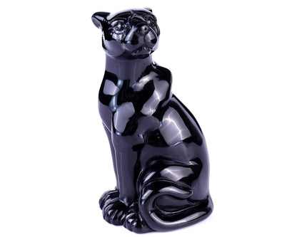 Nicedony 5.1" Black Obsidian Hand Carved Crystal Leopard Sculpture - View 7