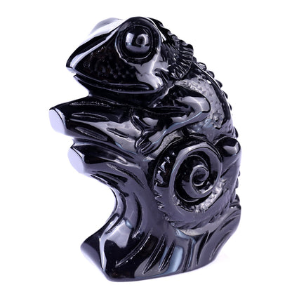 Nicedony 5.1" Black Osidian Hand Carved Crystal Lizard Sculpture - View 8