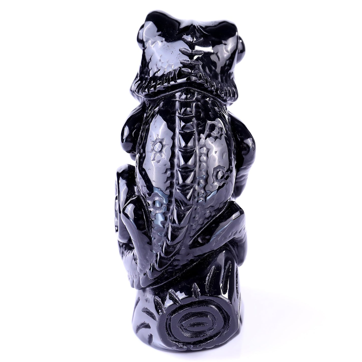 Nicedony 5.1" Black Osidian Hand Carved Crystal Lizard Sculpture - View 5