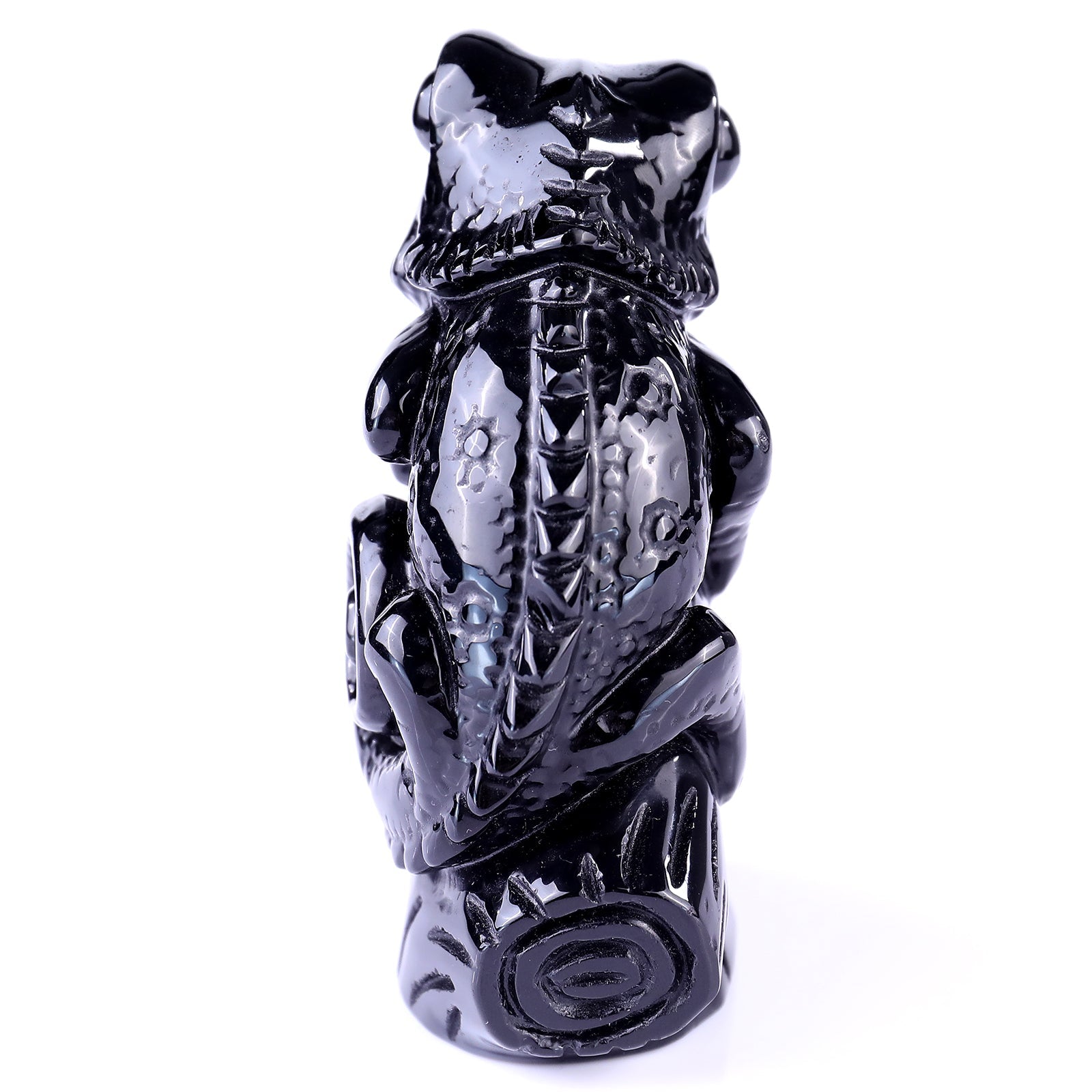 Nicedony 5.1" Black Osidian Hand Carved Crystal Lizard Sculpture - View 5