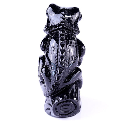 Nicedony 5.1" Black Osidian Hand Carved Crystal Lizard Sculpture - View 5