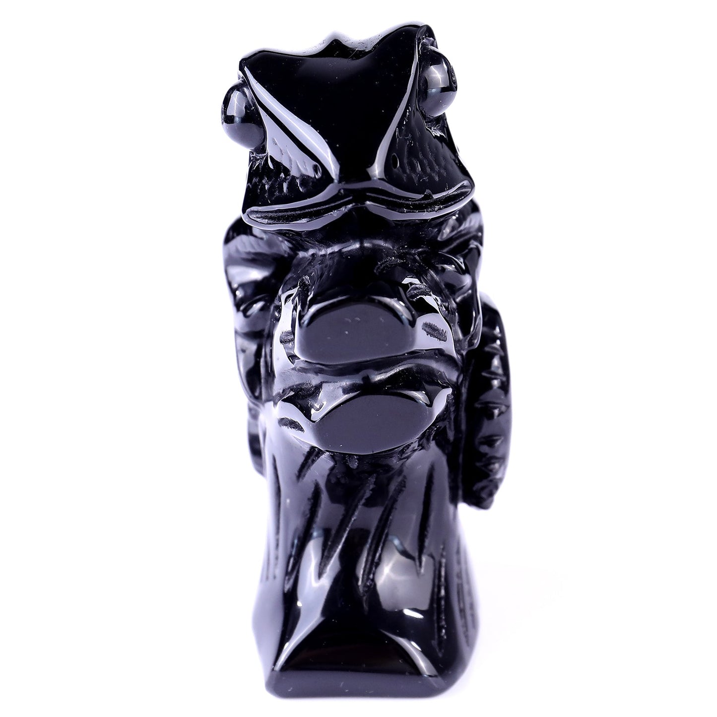 Nicedony 5.1" Black Osidian Hand Carved Crystal Lizard Sculpture - View 2