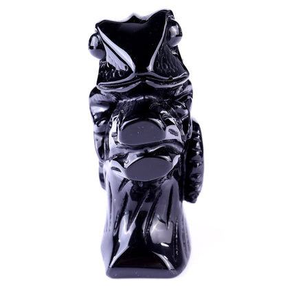 Nicedony 5.1" Black Osidian Hand Carved Crystal Lizard Sculpture - View 2