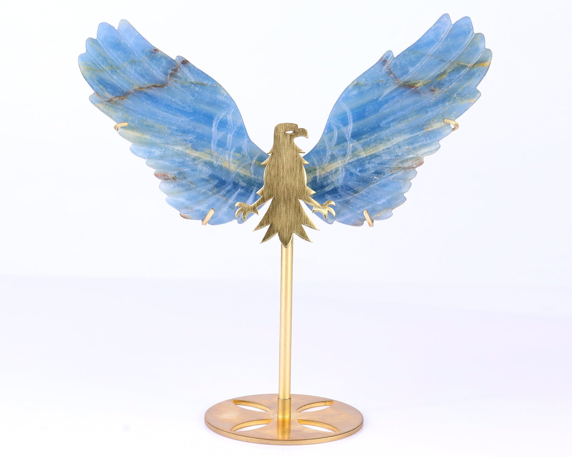 Nicedony 5.1" Blue Onyx Hand Carved Crystal Eagle Wings Sculpture - View 3