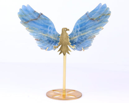 Nicedony 5.1" Blue Onyx Hand Carved Crystal Eagle Wings Sculpture - View 3