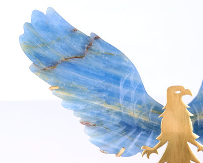 Nicedony 5.1" Blue Onyx Hand Carved Crystal Eagle Wings Sculpture - View 6