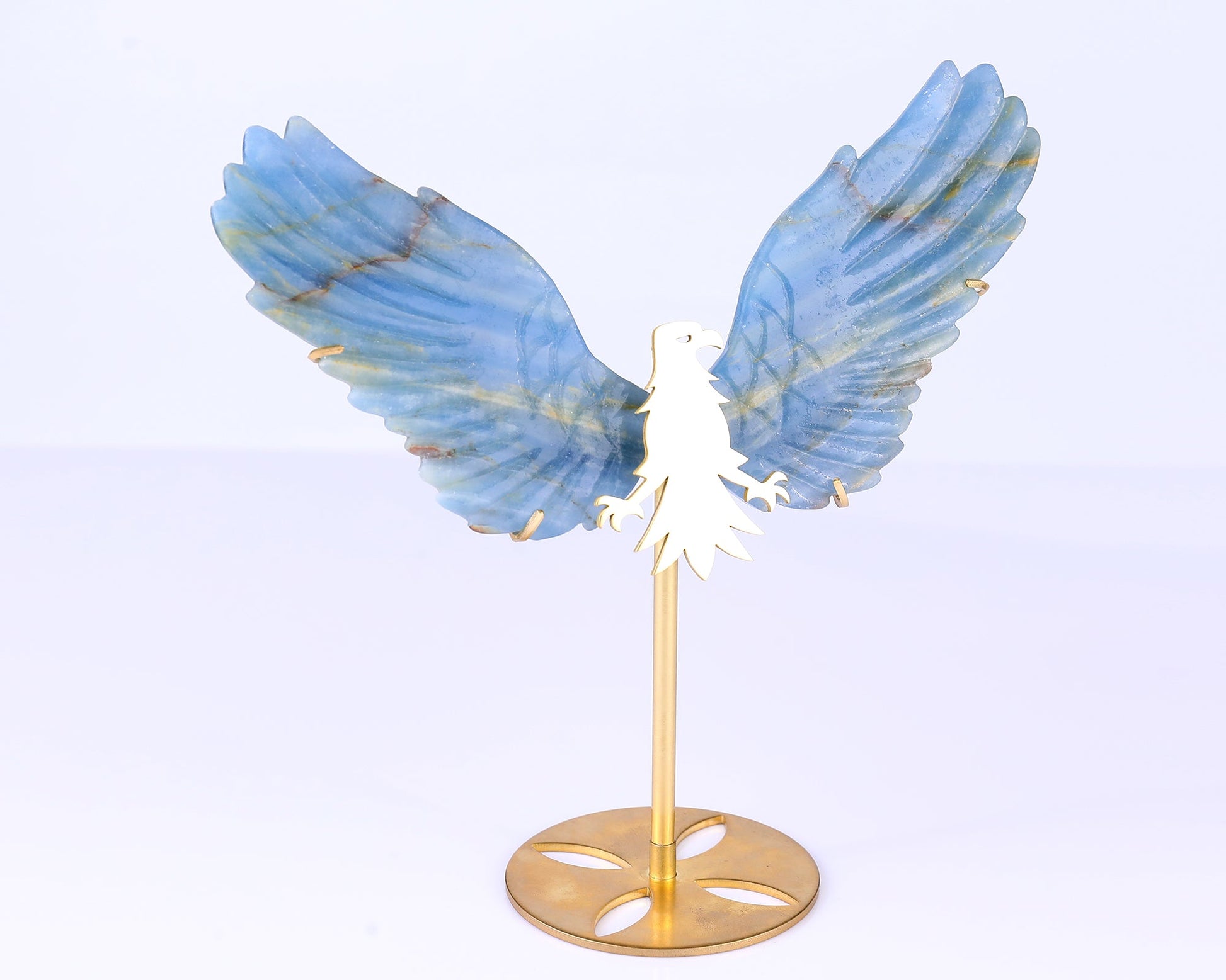 Nicedony 5.1" Blue Onyx Hand Carved Crystal Eagle Wings Sculpture - View 7