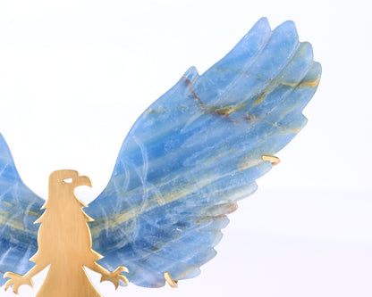 Nicedony 5.1" Blue Onyx Hand Carved Crystal Eagle Wings Sculpture - View 5