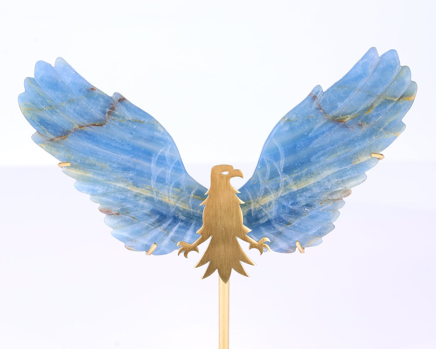 Nicedony 5.1" Blue Onyx Hand Carved Crystal Eagle Wings Sculpture - View 2