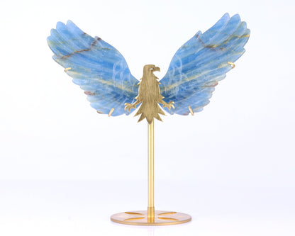 Nicedony 5.1" Blue Onyx Hand Carved Crystal Eagle Wings Sculpture - View 4